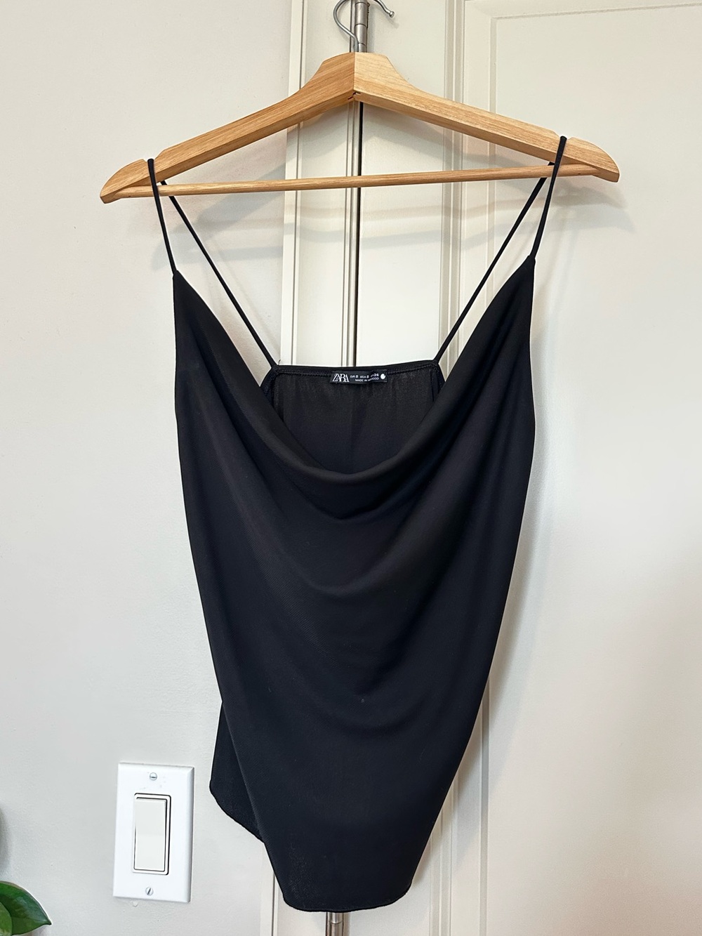 Zara Black Draped Cowl Neck Cami Tank Top